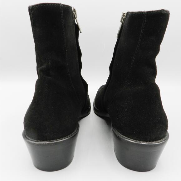 Theyskens Theory Black Suede Ankle Boots Sz 40 EU 9.5 US Low Block Heel Side Zip - Picture 7 of 12